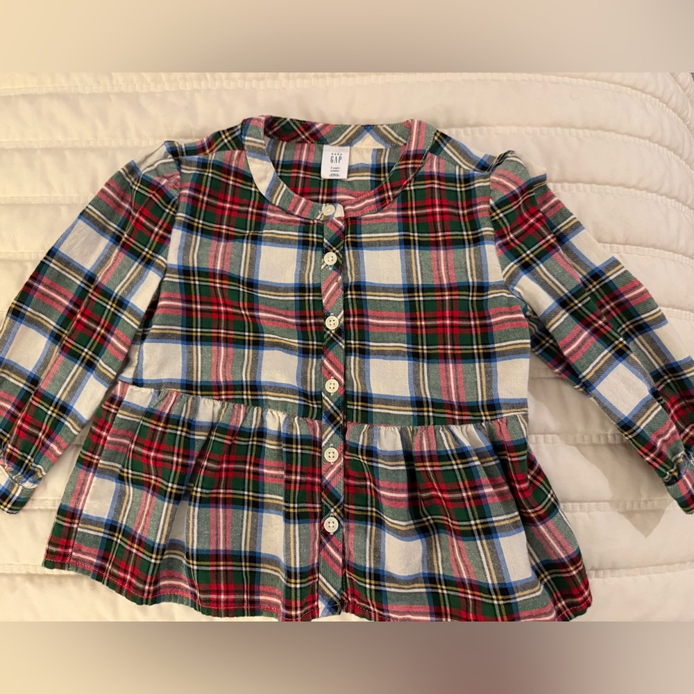 Baby GAP Multicolor Plaid Button-Down Shirt, 3T